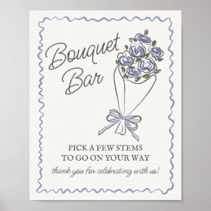 Blue Flower Market Fresh Floral Bouquet Bar Sign