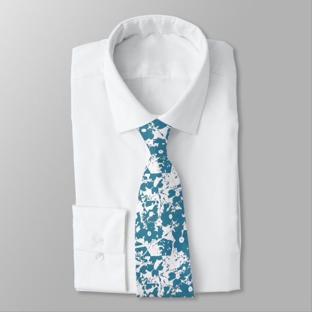 Blue Flower Medley Design Tie (Tied)
