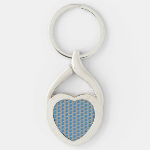 Blue Flower Metal Key Ring