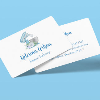 Blue Flower Mixer Bakery Business Card