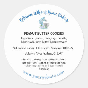 Blue Flower Mixer Bakery Cottage Law Cookie Label