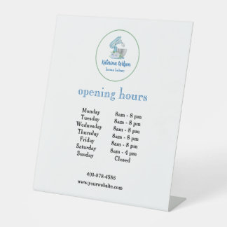 Blue Flower Mixer Business Opening Hours  Pedestal Sign