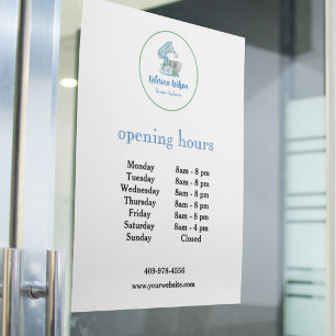 Blue Flower Mixer Business Opening Hours Poster