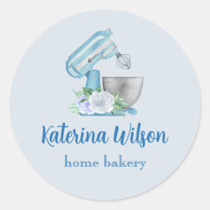 Blue Flower Mixer Logo Brand Classic Round Sticker