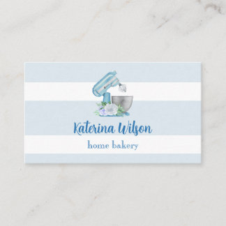 Blue Flower Mixer Pattern Bakery Business Card