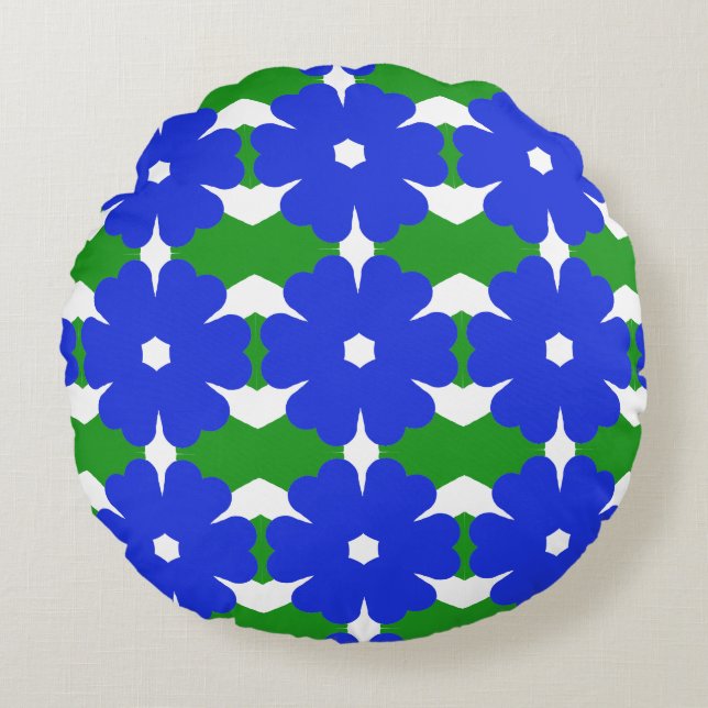 Blue flower modern simple round cushion (Front)