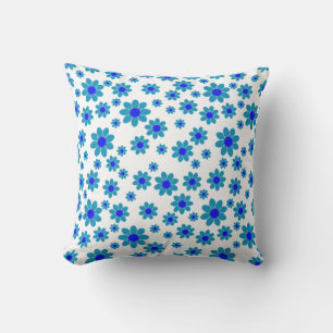 Blue Flower Motif   Daisy Pattern Cushion