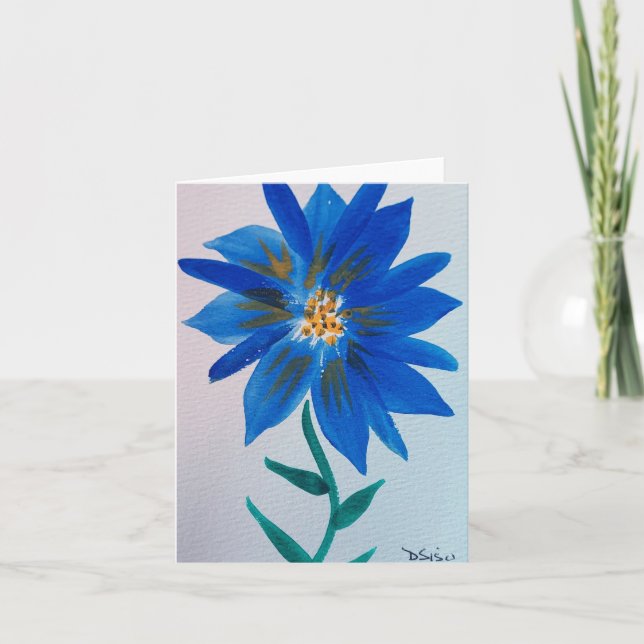 Blue Flower Note Card (Front)
