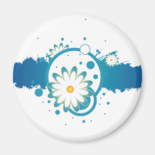 Blue Flower Paint Splash Magnet