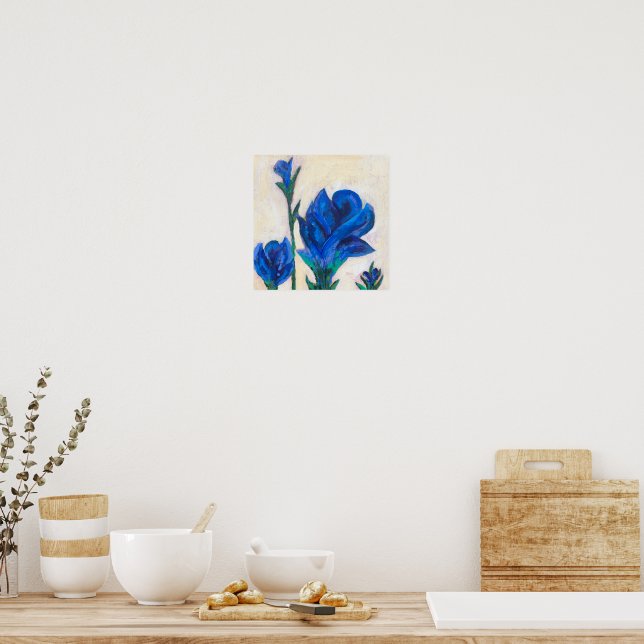 Blue Flower Painting Poster (Kitchen)