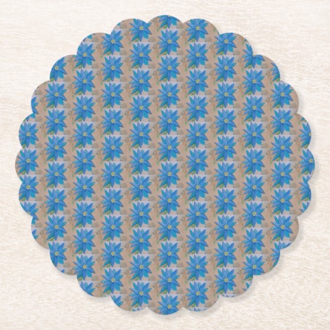 Blue Flower  Paper Coaster (Front)
