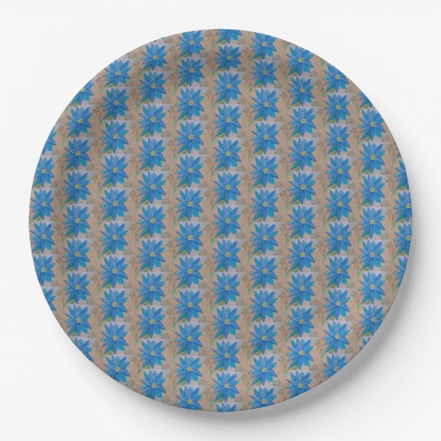 Blue Flower Paper Plate (Front)