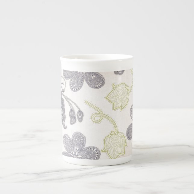 Blue Flower Pattern Bone China Mug (Front)
