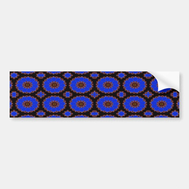 blue flower pattern bumper sticker (Front)