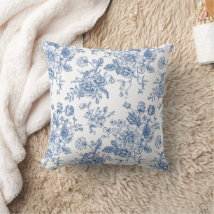 Blue Flower Pattern Cushion