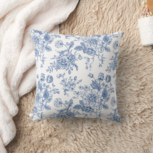 Blue Flower Pattern Cushion (Blanket)