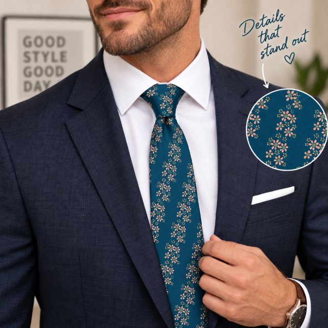 Blue Flower Pattern Floral Tie (Creator Uploaded)