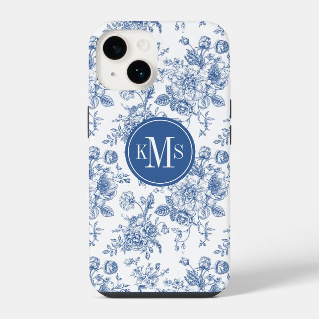 Blue Flower Pattern iPhone Case (Back)