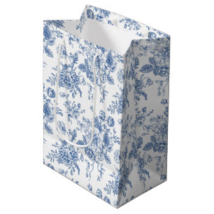 Blue Flower Pattern Medium Gift Bag