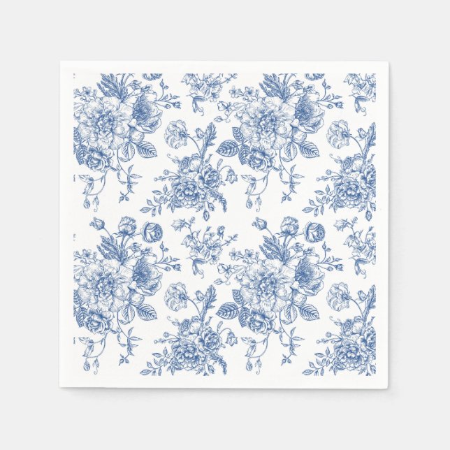 Blue Flower Pattern Napkin (Front)