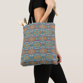 Blue flower pattern tote bag