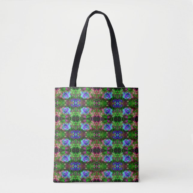 Blue Flower Pattern Tote Bag (Front)