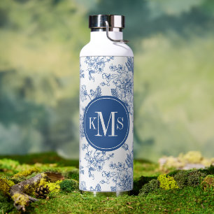 Blue Flower Pattern Water Bottle