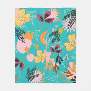 Blue flower patterns fleece blanket
