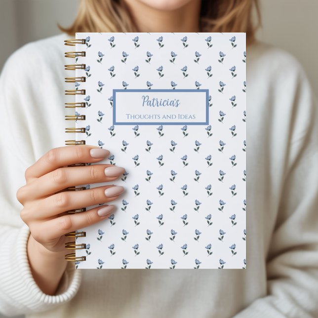 Blue Flower Personalised Journal Notebook (Petite Fleur Notebook)