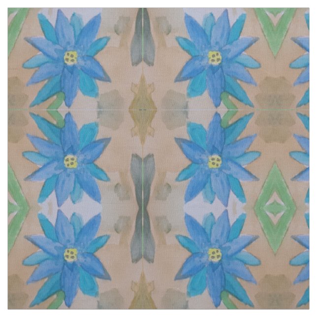 Blue Flower Pima Cotton Fabric (Swatch)