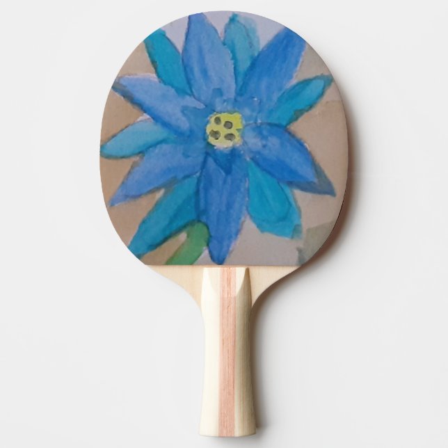 Blue Flower Ping Pong Paddle (Front)