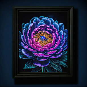 Blue Flower Pink Poster