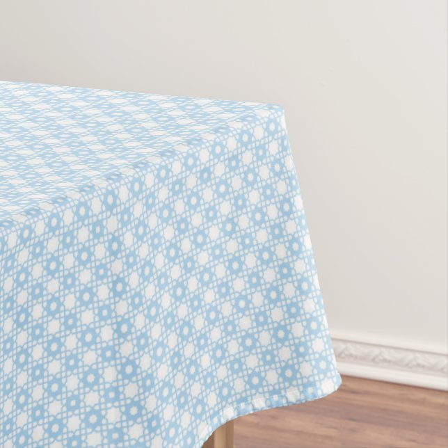 Blue Flower Plaid Pattern Tablecloth (In Situ)