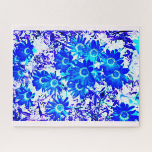 Blue flower power art jigsaw puzzle
