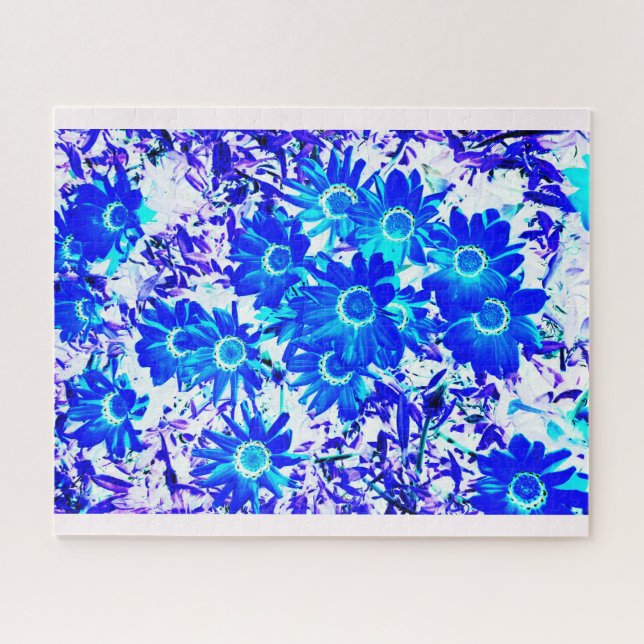 Blue flower power art jigsaw puzzle (Horizontal)