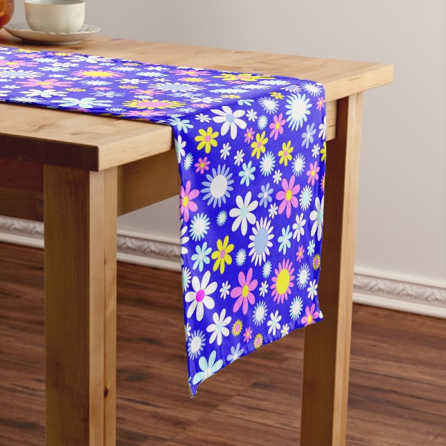 Blue Flower Power Long Table Runner (In Situ)