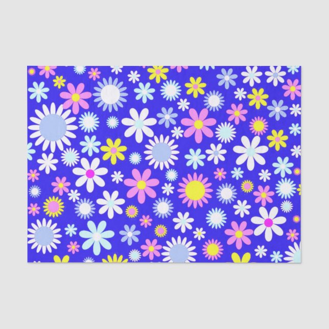 Blue Flower Power Tissue Paper (Front)