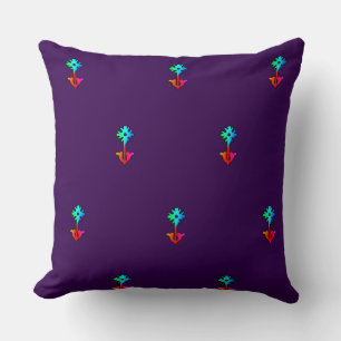Blue Flower Purple Accent Sofa Cushion
