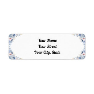 Blue Flower Return Address Label