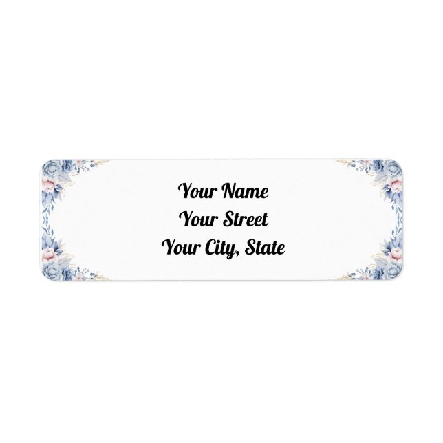 Blue Flower Return Address Label (Front)