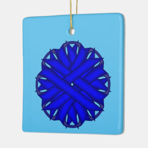 Blue Flower Ribbon by Kenneth Yoncich Ceramic Tree Decoration