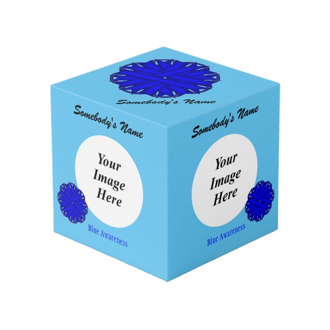 Blue Flower Ribbon Template by Kenneth Yoncich Cube (Front Angled)