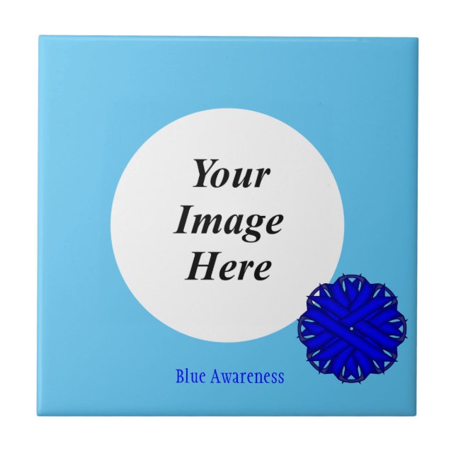 Blue Flower Ribbon Template by Kenneth Yoncich Tile (Front)