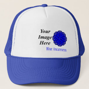 Blue Flower Ribbon Template by Kenneth Yoncich Trucker Hat