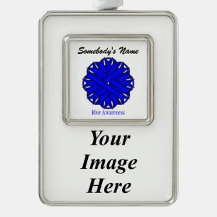 Blue Flower Ribbon Tmpl (V-I) by Kenneth Yoncich Silver Plated Framed Ornament