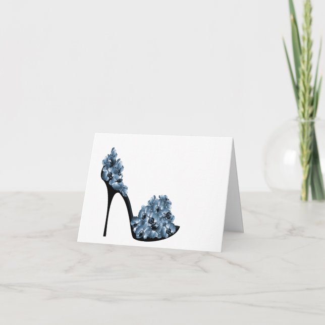 Blue Flower Shoe Thank You Card (Front)