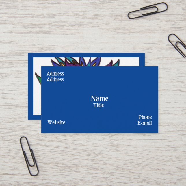 Blue Flower Standard, 3.5" x 2.0" Business Card (Front/Back In Situ)