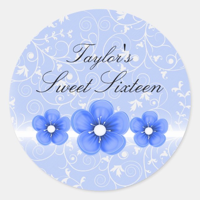 Blue Flower Sweet16 Sticker (Front)