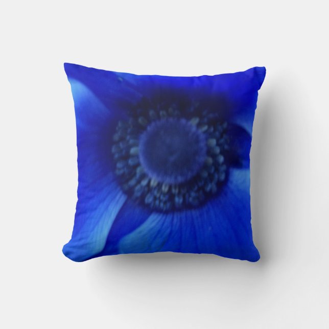 Blue Flower Throw Pillow 20" x 20" (Front)