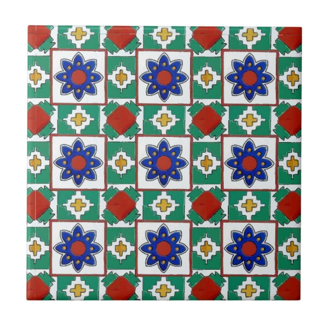 Blue Flower  Tile Mural, (Front)
